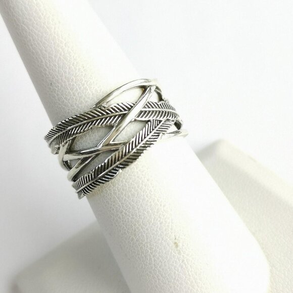 Handmade Sterling Silver feather / leaf ring NEW - Picture 2 of 8